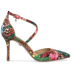 Thalia Sodi Women's Valencia Crisscross Ankle-Strap Pump In Exotic Leopard Sz10